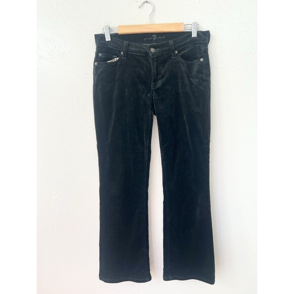 7 For All Mankind Bootcut Pants Velvet Chocolate Black 28 6 Low-rise 5 pocket - Picture 1 of 8